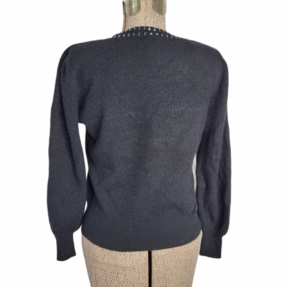 Vintage black knit cardigan with beading - Picture 4 of 13